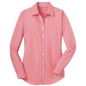 GINGHAM pattern long sleeve blouse